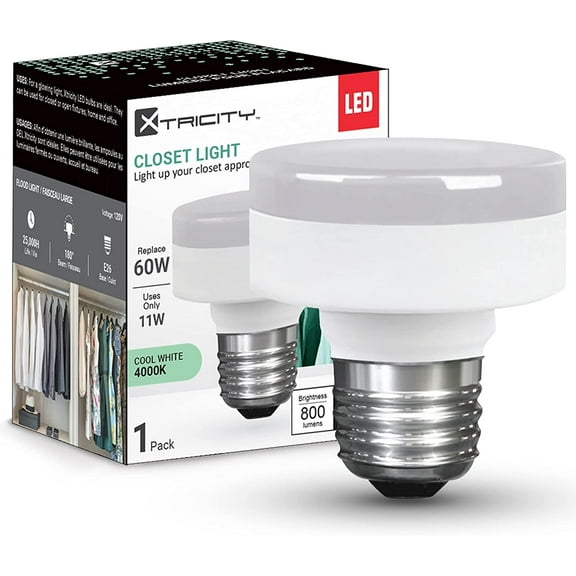 Xtricity LED Puck Light Bulb, 11W(60W Eqv), Flat Profile Bulbs, E26 Base, 4000K Cool White (1 Pack)