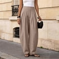 thumbnail image 6 of Only Moment Plus Size Linen Pants Women High Waisted Work Pants for Women Wide Leg High Waist Casual Lounge Pant 2026 Beach Travel Vacation Outfits Beige,L, 6 of 7