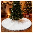 thumbnail image 3 of Christmas Tree Skirt Long-Pile Style With Embroidered Sequins, Pure White & Multi-Color Waterfall Faux Rabbit Fur, 3 of 6