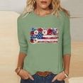 thumbnail image 2 of Levmjia Women T-Shirt Patriotic Butterfly American Flag Print 3/4 Sleeve Crewneck Casual Loose Fit Summer Top for Independence Day, 2 of 5