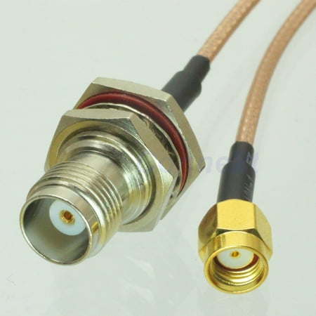 - TNC female nut bulkhead to RP-SMA male jack center RG316 cable pigtail 15cm Quick USA Shipping