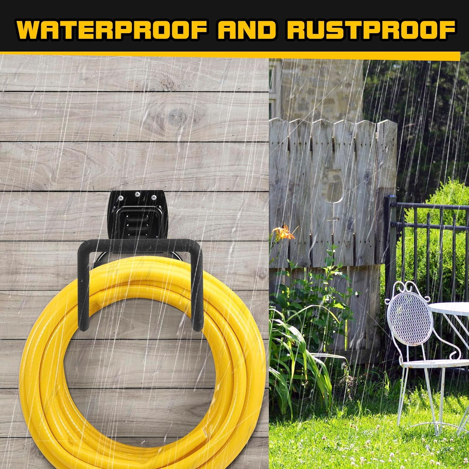 Garden Hose Holder, Metal Wall Mounted Water Hose Reel for Outside, Durable Hook Stand for Garden Hose Storage, Water Hose, Extension Cords, Flexable Hose Use (2Pack)