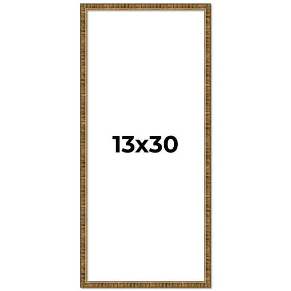 13x30 Frame Gold Solid Wood Picture Frame - Complete Modern Photo Frame Includes UV Acrylic
