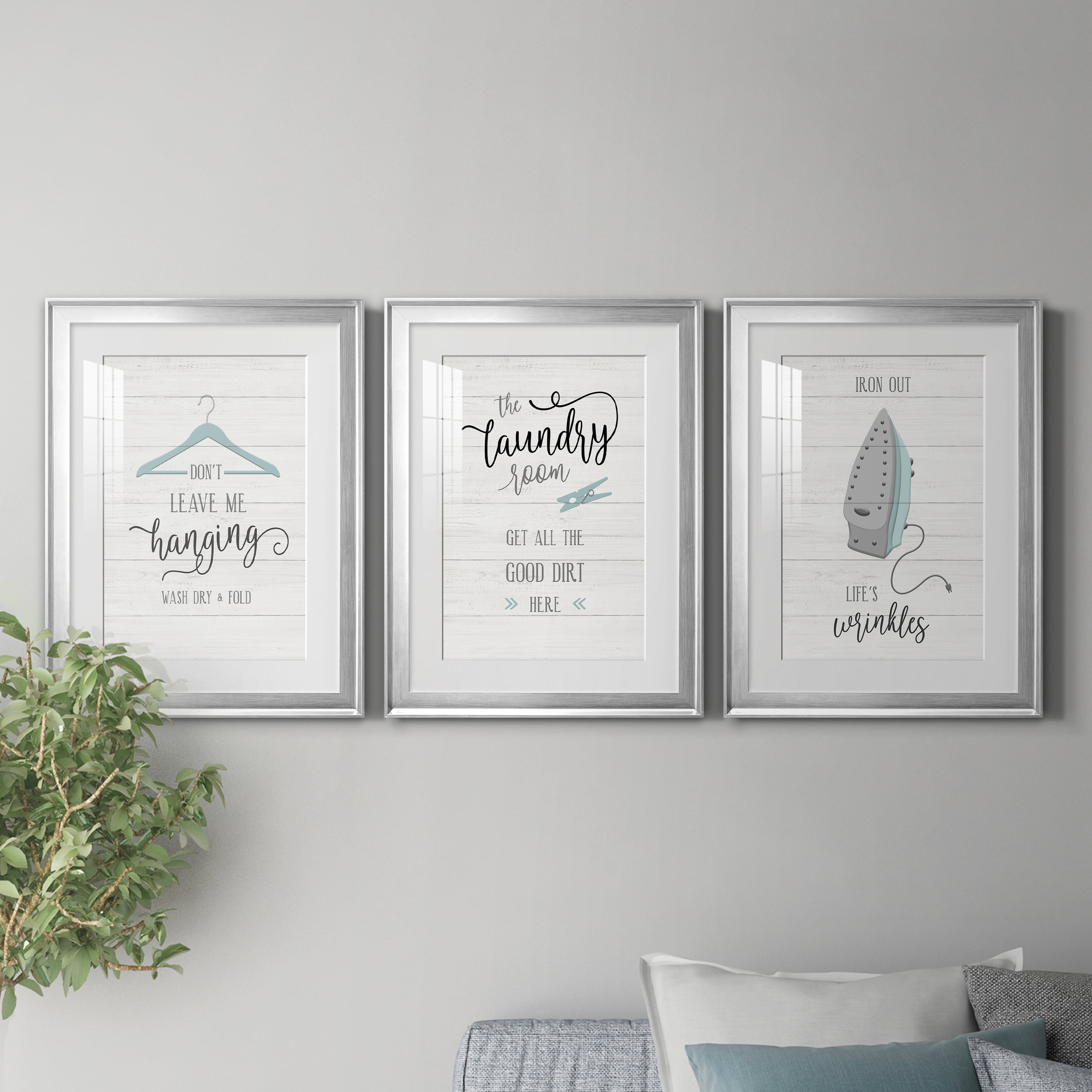 Don't Leave Premium Framed Prints Set of 3 - Ready to Hang - 18 x 24 Each - Silver Frame