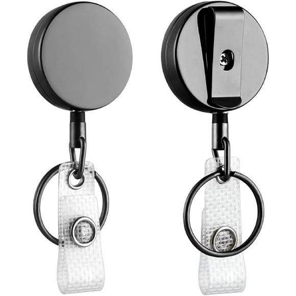 Llavero Retráctil, Yoyo para Gafete con Clip de Metal, Clip Retráctil para Tarjetas de Identificación, Carrete retráctil con Cable, Porta Llaves retractil Redondo