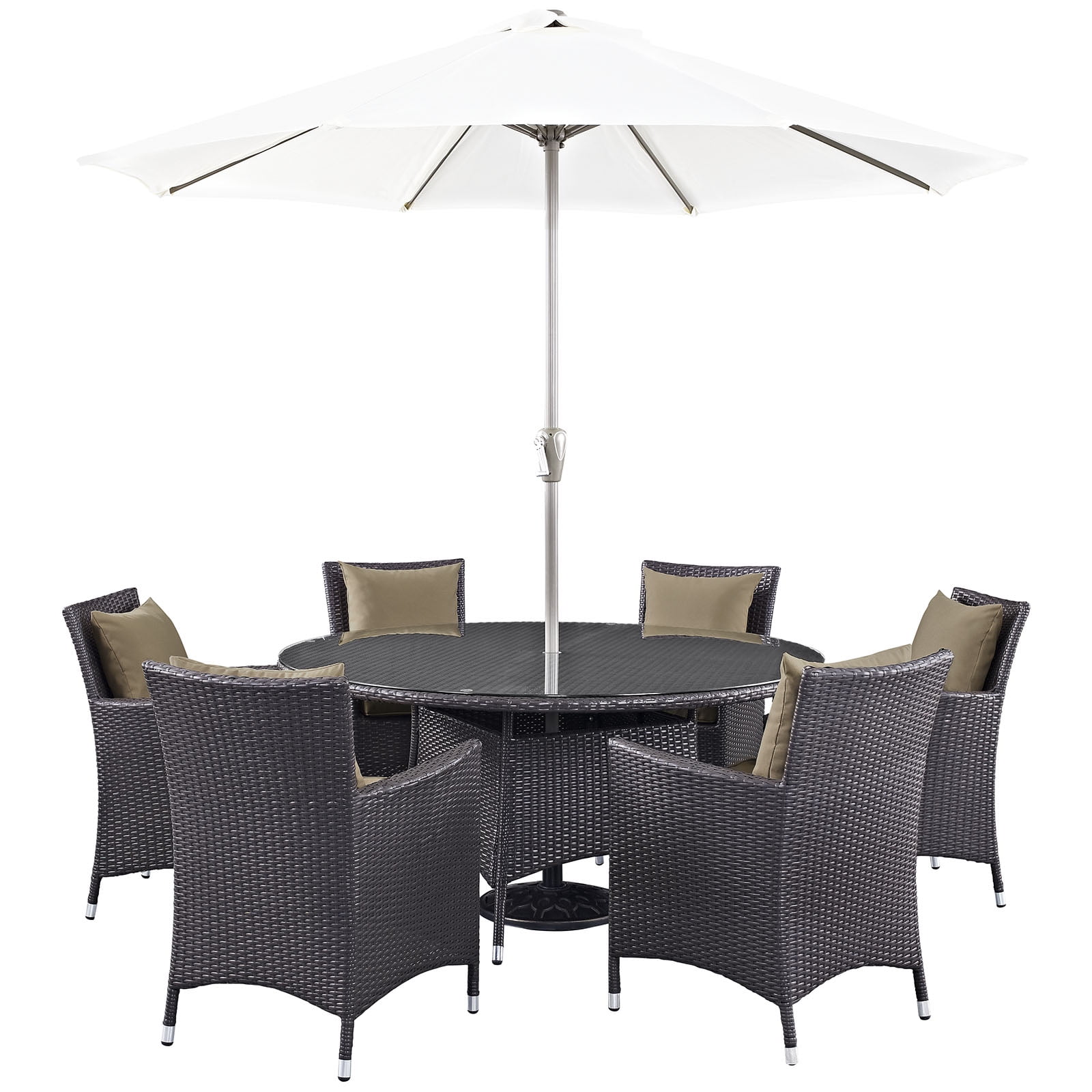 Convene 8 Piece Outdoor Patio Dining Set Espresso Mocha
