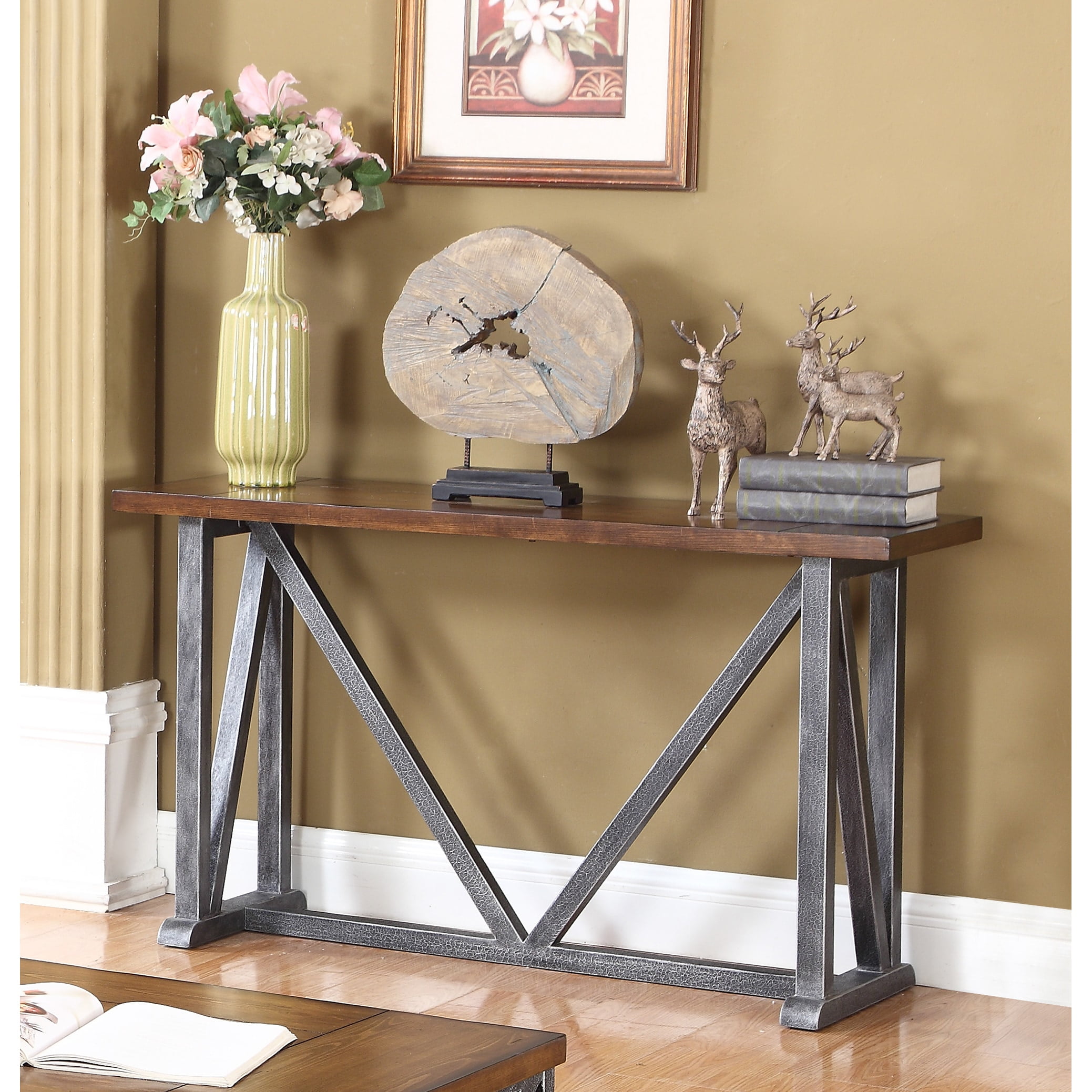 Best Master Furniture Durham Walnut With Brushed Gray Iron Living Room