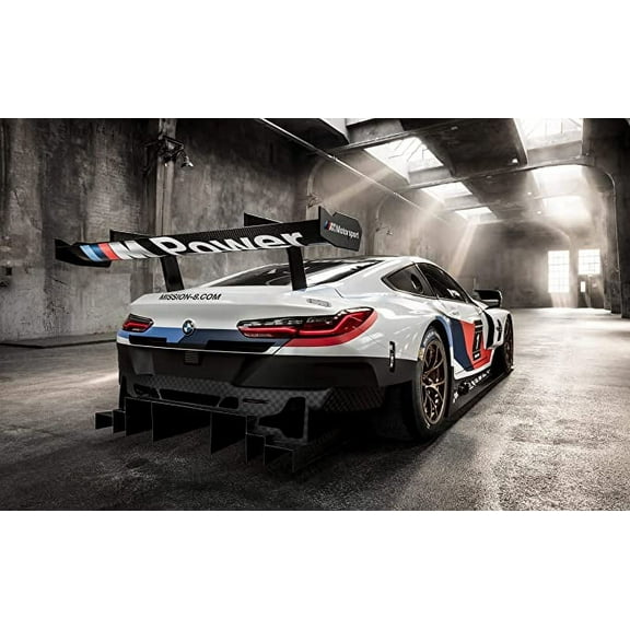 Iconic Arts Laminated 42x24 Poster: BMW m8 GTE Race car Wide