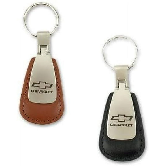 SR1 Performance Chevy Bowtie Leather Teardrop Key Chain - Officially Licensed Chevrolet Keychain Brown