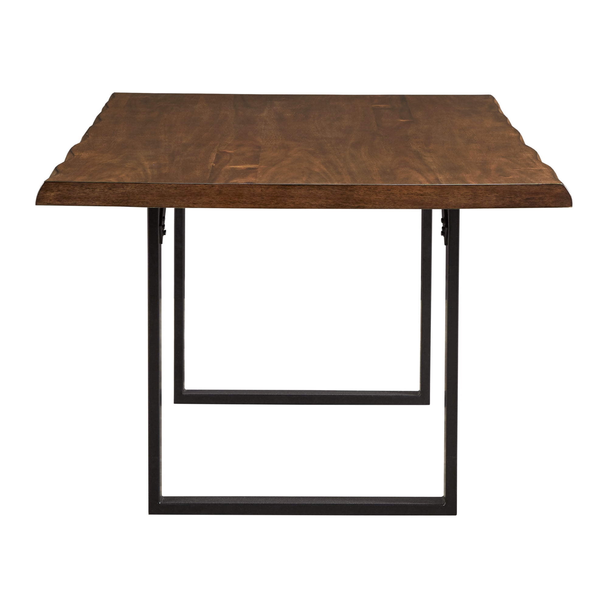 Weston Home 78-inch Rectangle Live Edge Dining Table with Metal Base - Natural Wood Aesthetic