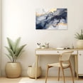 thumbnail image 4 of ZHONGYUTONG Gray Blue Abstract Canvas Wall Art Navy Blue Gold Picture Modern Artwork Painting for Living Room Home Decor Framed (24.00" x 36.00"), 4 of 5