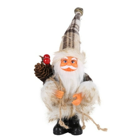 Outdoor Santa Claus Decorations Santa Claus Outdoor or Indoor Plush Huggers Christmas Decoration, 6 in. Elegant Beige Frost Santa Claus with Lantern ()