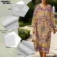 thumbnail image 5 of DISNIMO Mandala Flower Print Women Casual Maxi Dresses V Neck Dress Loose 3/4 Sleeve Shift Dresses Fashion Long Dress for Women, S, 5 of 6