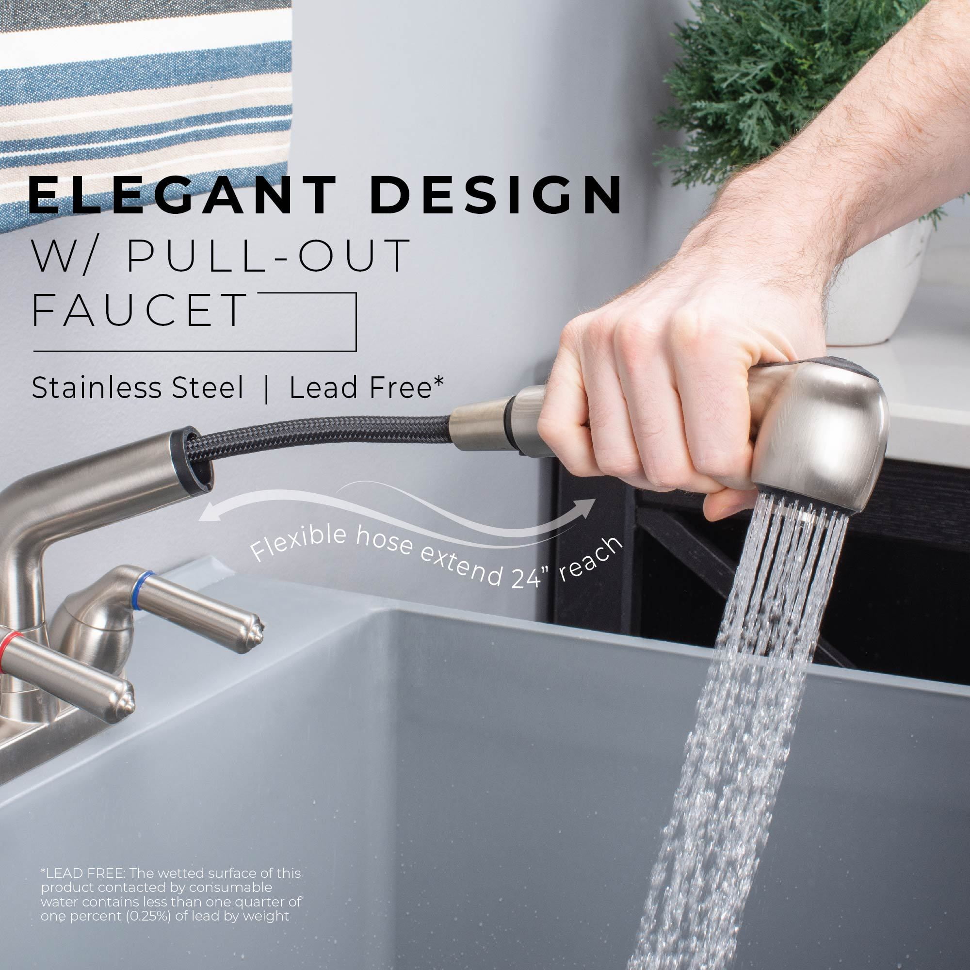 Tehila Grey 19 Gallon Utility Sink with Stainless Steel Finish Pull-Out Faucet