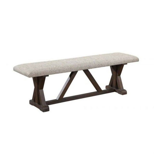 - Banc, Tissu Gris, Finition Brun Rustique & Chêne - Pascaline
