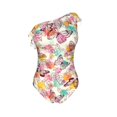 thumbnail image 5 of Wukai Butterflies and Roses Chic One Shoulder Swimwear with Ruffle Design and Tummy Control Skirt: Fashionable, Supportive, Comfortable for Beach-XX-Large, 5 of 7