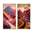 thumbnail image 2 of Designart "Playful Purple Mountain Scene Along the Swirling Road II" Meadow Framed Wall Art Set Of 2 - Traditional Pink Framed Wall Art Set Of 2, 2 of 6
