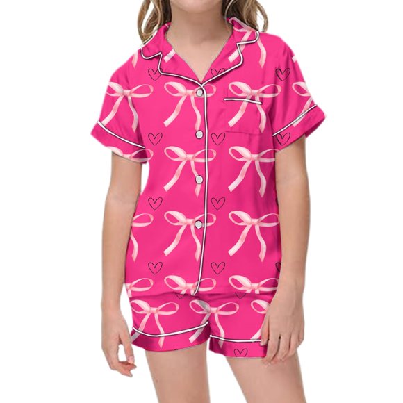 Girls Sleepwear Set Soft Comfortable Pajamas Cute Printed Pajama Set For Girls Breathable Loungewear Nightwear For Kids Girls Sleepwear & Robes Hot Pink 140/8 Y—9 Y