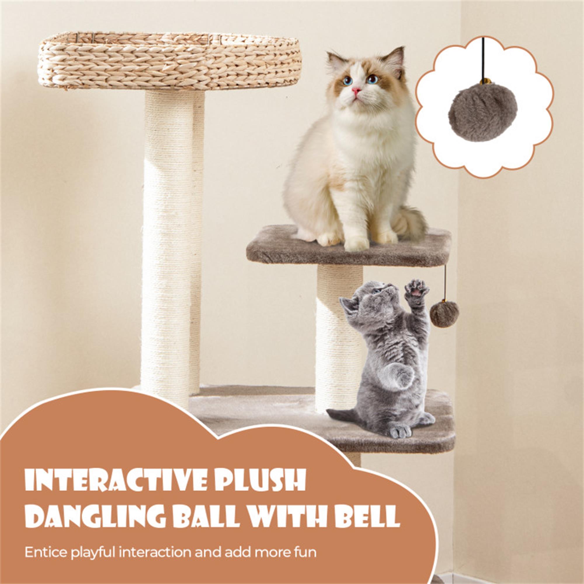 Kadyn 52" Cat Tree Tower for Indoor Cats, Cat Condo for Large Cats, Modern Cat Tree House Manual Hand Woven with Sisal, Cat Scratching Post, Beige
