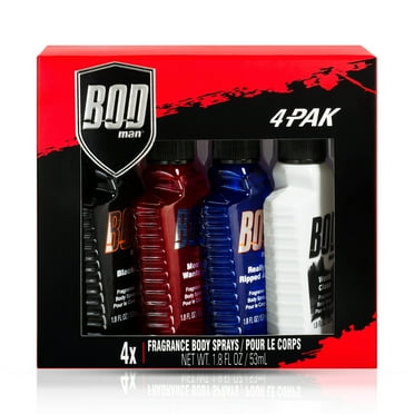 BOD Man Fragrance Body Spray, Mini Gift Set, 1.8 oz, 4 Pack