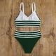 thumbnail image 5 of Trajes de baño Amzcrzy Tankini para mujer, trajes de baño, traje de baño con control de abdomen, traje de baño estampado de verano para mujer, traje de baño dividido, verde, XL, 5 of 5