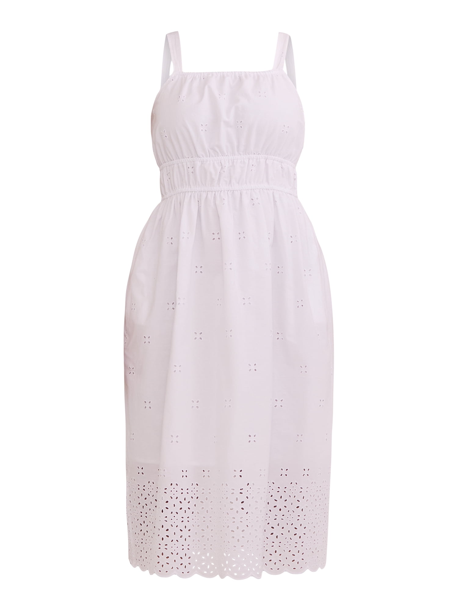 Time and Tru Women's Midi Eyelet Dress, Sizes XS-XXXL