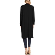 Womens Casual Loose Fit Side Pockets Solid Soft Lightweight Long Cardigan