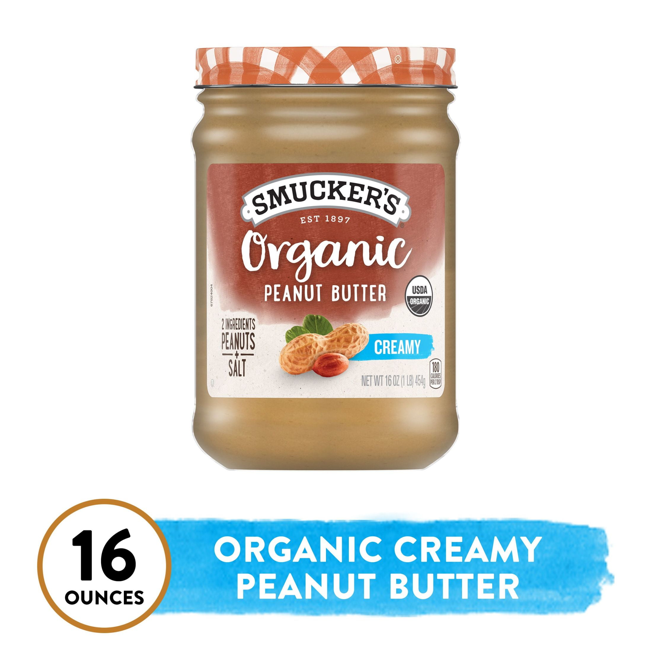 (12 pack) Smucker’s Organic Creamy Peanut Butter, 16 oz Jar
