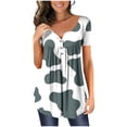 thumbnail image 2 of SMihono Hauts d'Été Décontractés pour Femmes, Col Rond, Imprimé Vache, Manches Courtes, T-Shirt Oversize pour Femmes, 2 of 5