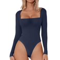 thumbnail image 1 of YDLCAFD New Square Neck Long Sleeve Sexy Double Layered Button Down Jumpsuit Solid Color Jumpsuit Base Layer M, 1 of 4
