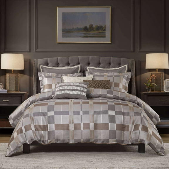 King Size Bed In A Bag, 9 PCS King Jacquard Oversized Duvet Style Comforter Set Taupe, Multicolor Cotton Bedding Set,Polyester Bed Sheet Set, Household Supplies & Décor Bedding Bedding Sets
