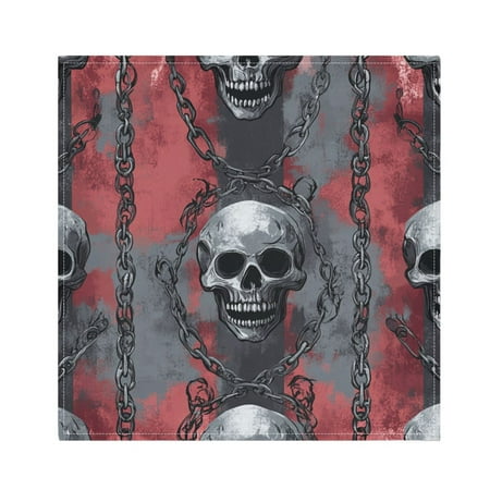 

Satin Polyester Napkins - 20x20 InchSingle-Sided Printed Napkins 1-Piece/4-Piece/6-Piece Set DIY Personalized Table Setting，Skulls and Chains