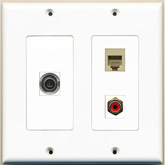 RiteAV - 1 Port RCA Red 1 Port Phone RJ11 RJ12 Beige 1 Port 3.5mm - 2 Gang Wall Plate