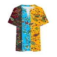 thumbnail image 4 of Plus Tamaño de las Mujeres Blusas, Cuello en V Casual Suelto Manga Corta Superior, Impresión Blusa Poliéster Spandex, 4 of 5