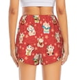 thumbnail image 4 of Uemuo Japanese Maneki Cats Pattern Women's Athletic Shorts High Waisted Running Shorts with Liner Pockets Gym Elastic Workout Shorts-Large, 4 of 9