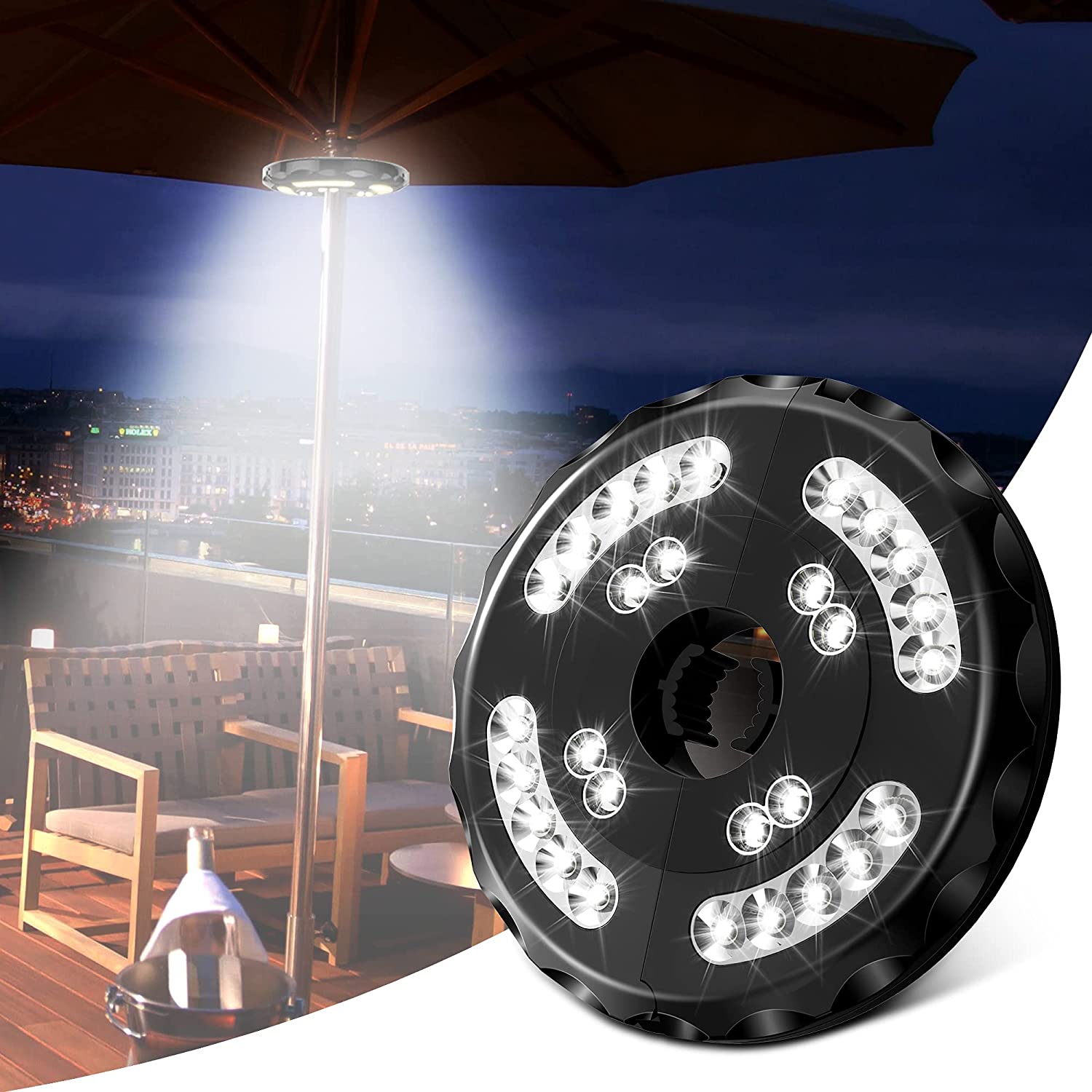Patio Umbrella Lights, Rechargeable Outdoor Patio Lights 28 LED