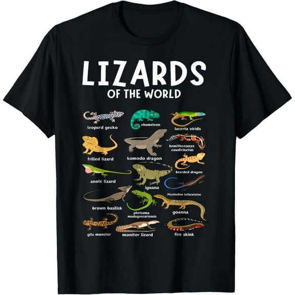 Types of Lizards of the World Reptile Herpetology Lizard T-Shirt