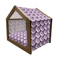 thumbnail image 2 of Abstract Pet House, Trippy Digital Shapes Curved Lines Pattern Modern Illustration, Outdoor & Indoor Portable Dog Kennel with Pillow and Cover, 5 Sizes, Violet White, by Ambesonne, 2 of 5