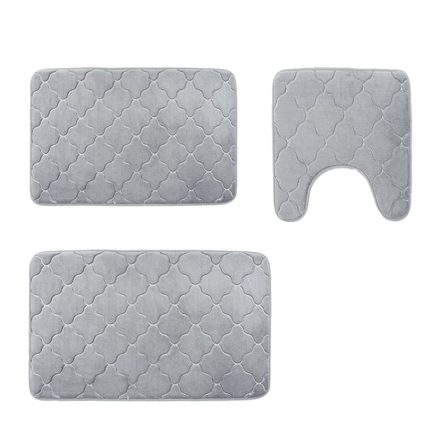 Bewildely Juego de 3 piezas de alfombrilla de baño lavable de poliéster - Combinación de juego de sensación de pie cómodo de tela es Juegos de accesorios de baño estampado de linterna 3D verde
