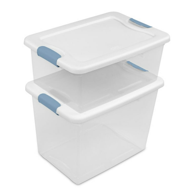 Sterilite 25 Quart Clear Plastic Storage Tote Bins, Stackable with