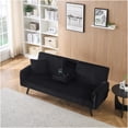 thumbnail image 5 of Black Corduroy 3-Seater Sofa Bed, Convertible Backrest with Cup Holders, Modern Minimalist Design for Living Room and Bedroom, 5 of 10