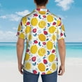 thumbnail image 6 of Xecao Strawberry Lemon print Hawaiian shirt - a stylish short-sleeve button-down for men, perfect for casual beach and tropical outings., 6 of 9