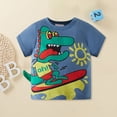 thumbnail image 2 of Gibobby Tirantes Para&nbsp;Camisa Camisetas de cuello redondo de manga corta de dinosaurio de dibujos animados de verano para niños pequeños y bebés camisetas y blancas opcionales(Azul, 7-8 Años), 2 of 5