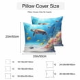 thumbnail image 3 of Waterproof Throw Pillow Covers Set of 2, 16x16 Inch Sea Turtle Coastal Decorative Pillowcases Outdoor Pillow Slip Cushion Covers Set for Couch Tent Summer Beach Coral Ocean Fishes, 3 of 7