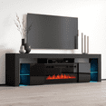 thumbnail image 2 of Soleo BL-EF Fireplace TV Stand for TVs up to 90", Modern High Gloss 79" Entertainment Center, Electric Fireplace TV Media Console with Storage Cabinets, 2 of 6