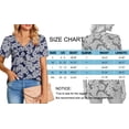 thumbnail image 5 of MOSHU T-shirts for Women Pleated Printed Short Sleeve Tunice Tops V Neck Summer Womens Shirts, 5 of 6