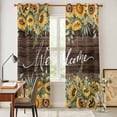 thumbnail image 5 of Kitchen Curtains 84 Inch Length 2 Panels, Sunflower Grommets Window Treatment Curtain, Yellow Summer Botanical Wooden Farmhouse Thermal Curtains Drapes for Living Room/Bathroom, 5 of 9