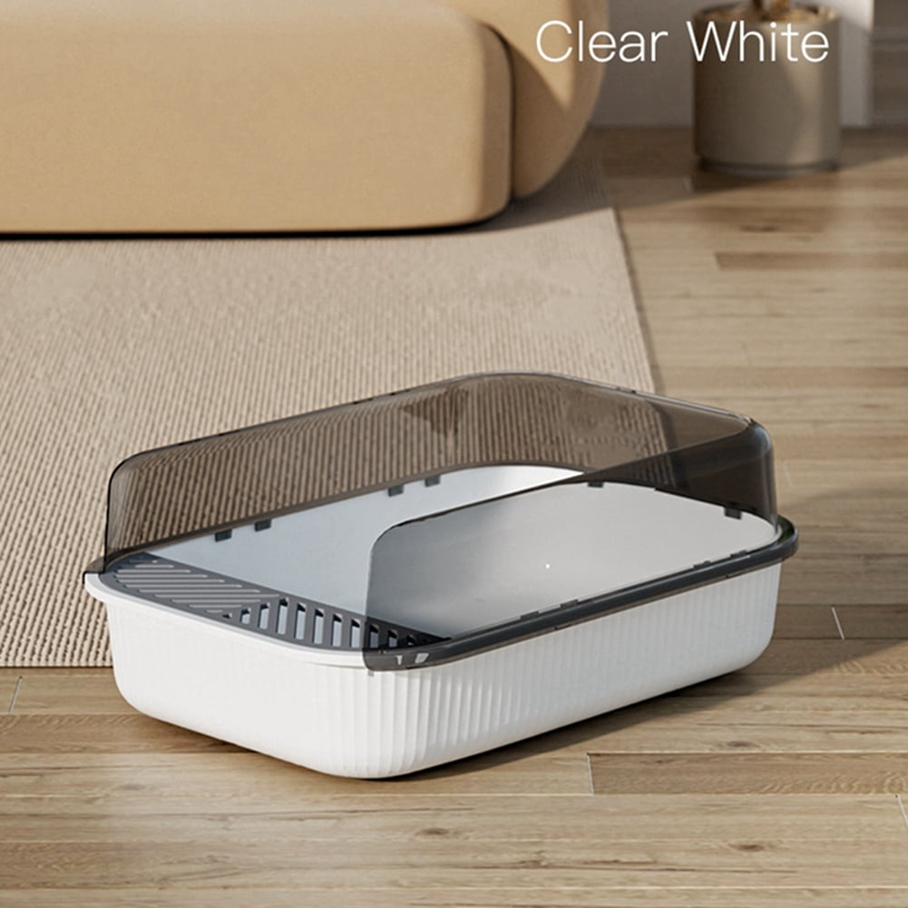 Semi-Enclosed Large Litter Box for Cats,Top Entry,High Sided, Non-Sticky,Anti-Urine Leakage,Easy to Clean Essential for Pet Home