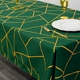 thumbnail image 6 of BalsaCircle 60" x 102" Hunter Green Gold Metallic Geometric Design Polyester Rectangle Tablecloth, 6 of 8