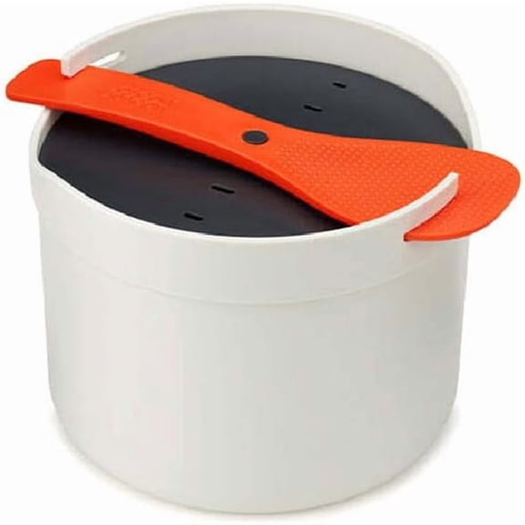 M-Cuisine Microwave Rice Cooker Steamer 2 Liter/8.5 Cup - Stone/Orange